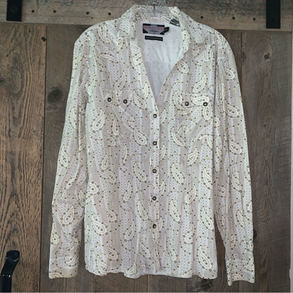 Women’s XL BROOKS & DUNN PANHANDLE SLIM Cotton Snap Down Sawtooth Western Shirt